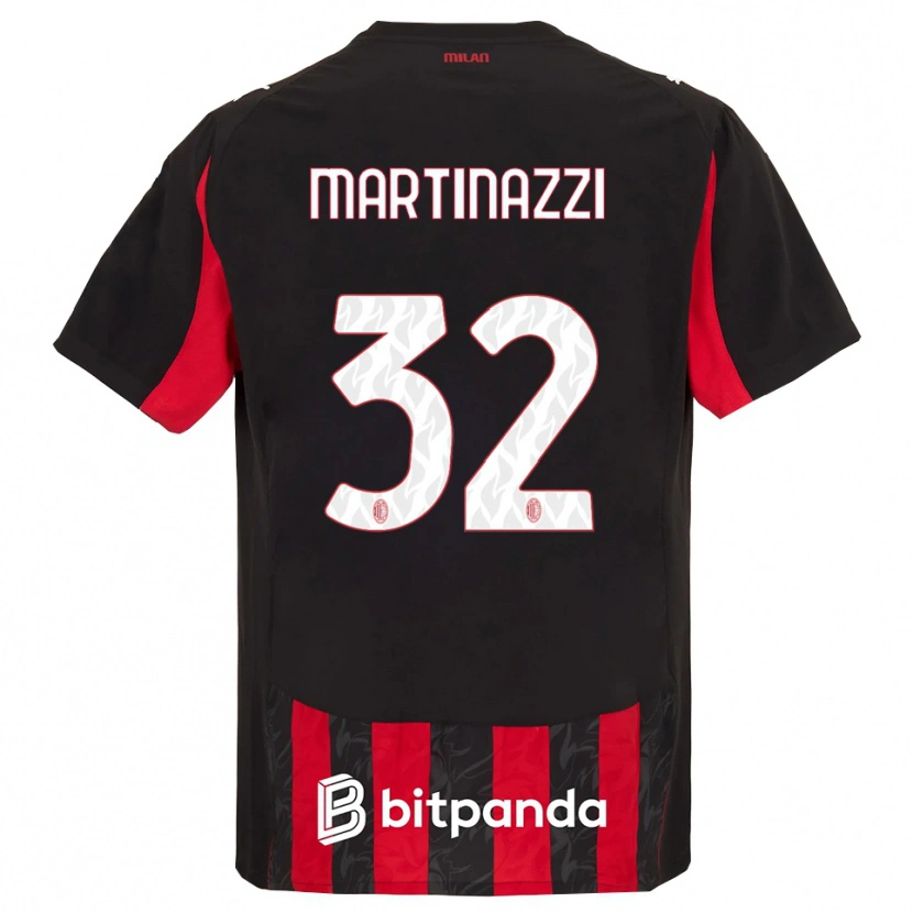 Danxen Kobiety Luca Martinazzi #32 Czerwony Czarny Domowa Koszulka 2025/26 Koszulki Klubowe