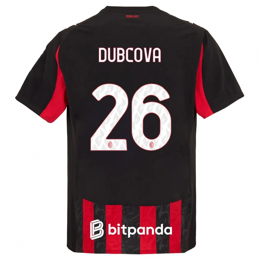 Danxen Kobiety Michaela Dubcova #26 Czerwony Czarny Domowa Koszulka 2025/26 Koszulki Klubowe