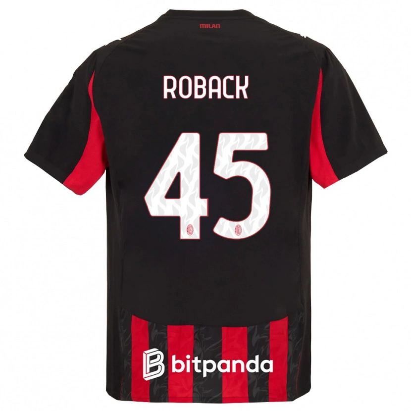 Danxen Kobiety Emil Roback #45 Czerwony Czarny Domowa Koszulka 2025/26 Koszulki Klubowe