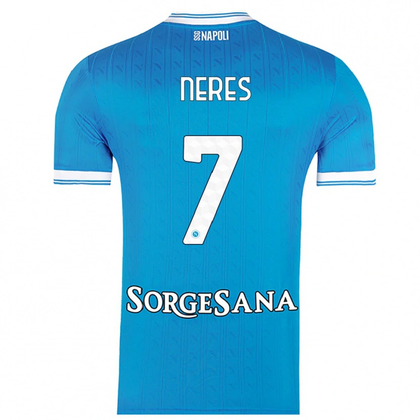Danxen Kobiety David Neres #7 Błękitny Biały Domowa Koszulka 2025/26 Koszulki Klubowe