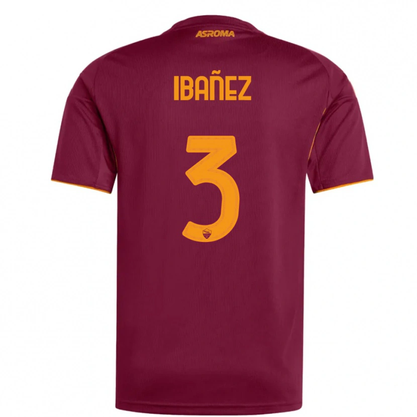 Danxen Kobiety Roger Ibanez #3 Burgundowy Pomarańczowy Domowa Koszulka 2025/26 Koszulki Klubowe