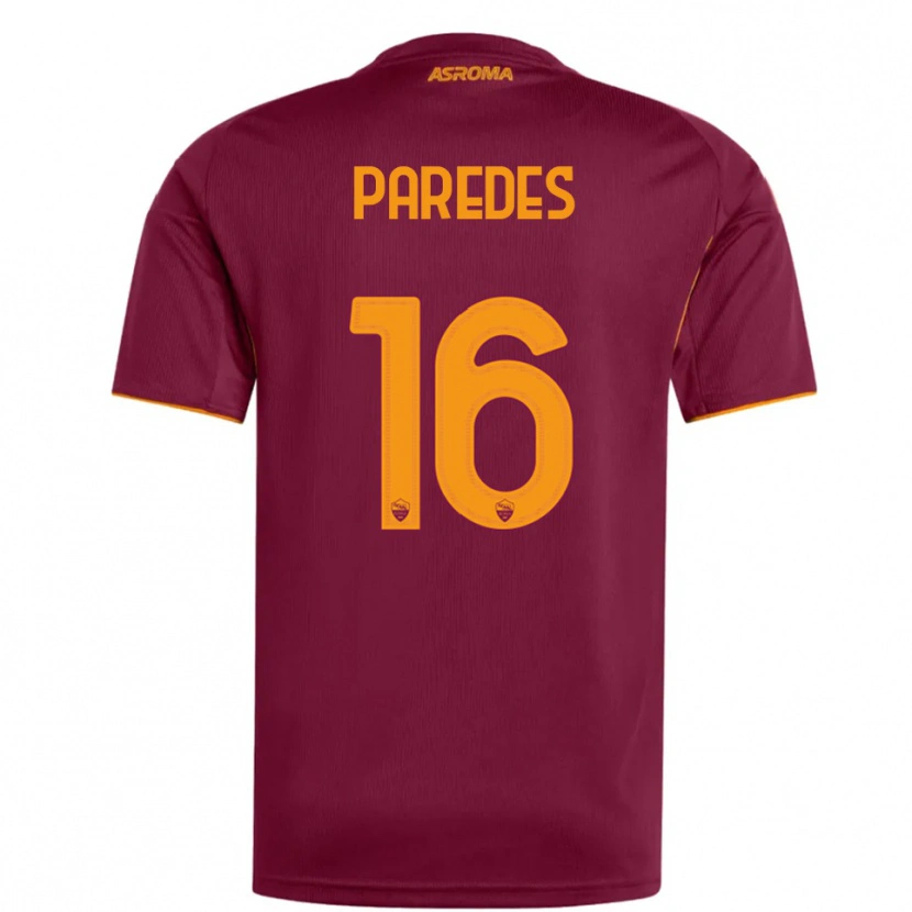 Danxen Kobiety Leandro Paredes #16 Burgundowy Pomarańczowy Domowa Koszulka 2025/26 Koszulki Klubowe