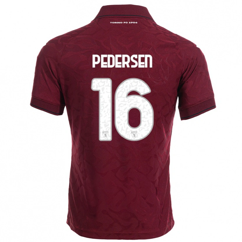 Danxen Kobiety Marcus Pedersen #16 Burgundowy Biały Domowa Koszulka 2025/26 Koszulki Klubowe