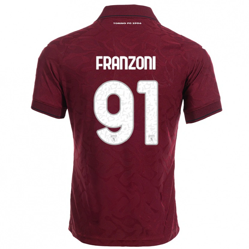 Danxen Kobiety Nicolò Franzoni #91 Burgundowy Biały Domowa Koszulka 2025/26 Koszulki Klubowe