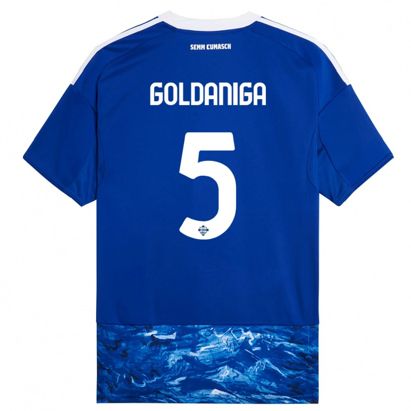 Danxen Kobiety Edoardo Goldaniga #5 Niebieski Biały Domowa Koszulka 2025/26 Koszulki Klubowe