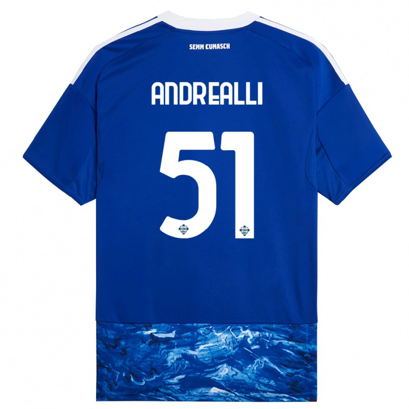 Danxen Kobiety Francesco Andrealli #51 Niebieski Biały Domowa Koszulka 2025/26 Koszulki Klubowe