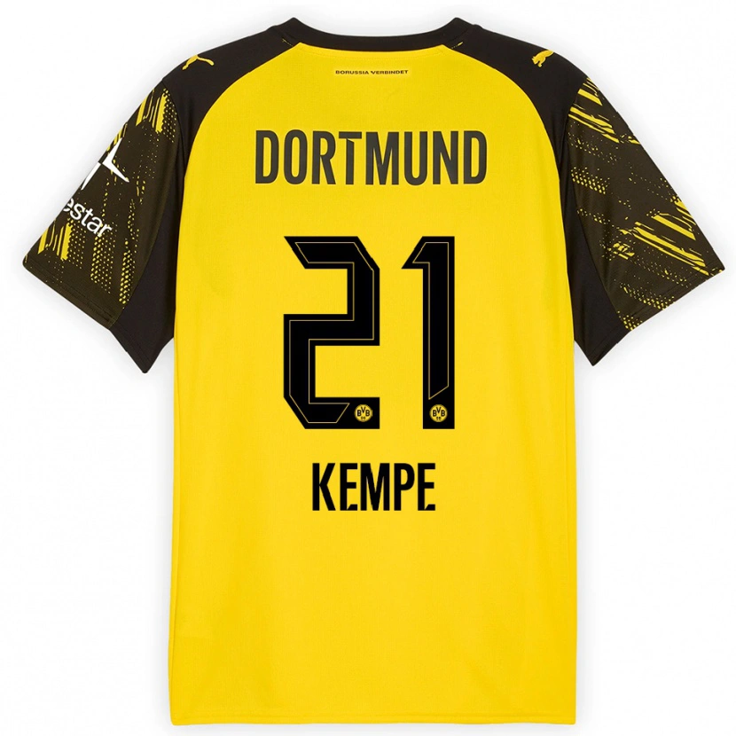 Danxen Kobiety Frederike Kempe #21 Żółty Czarny Domowa Koszulka 2025/26 Koszulki Klubowe