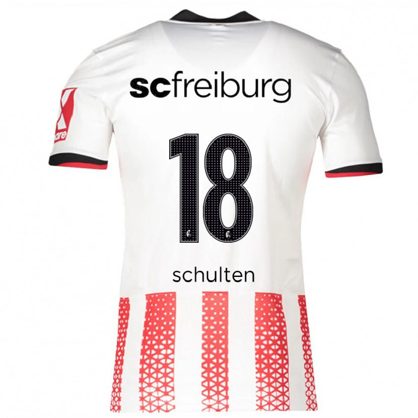 Danxen Kobiety Luca Schulten #18 Biały Czerwony Domowa Koszulka 2025/26 Koszulki Klubowe