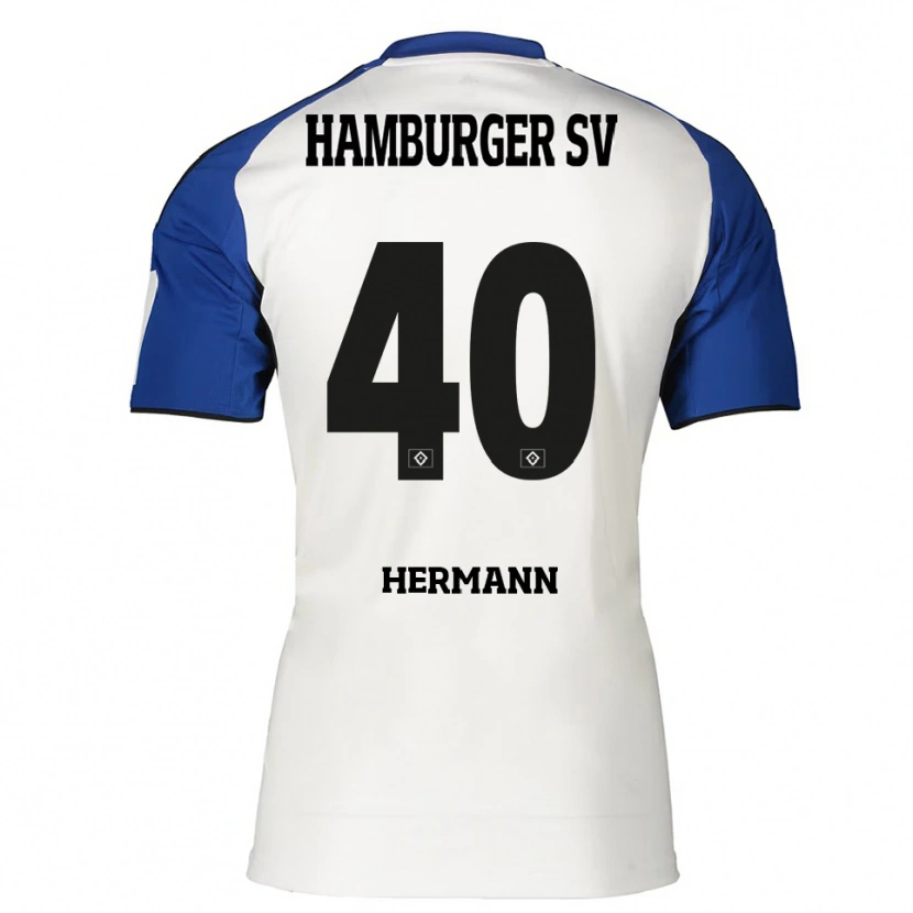 Danxen Kobiety Hannes Hermann #40 Biały Niebieski Domowa Koszulka 2025/26 Koszulki Klubowe