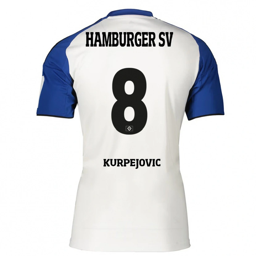 Danxen Kobiety Emin Kurpejovic #8 Biały Niebieski Domowa Koszulka 2025/26 Koszulki Klubowe