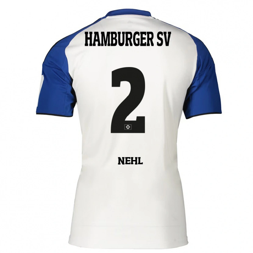 Danxen Kobiety Julius Nehl #2 Biały Niebieski Domowa Koszulka 2025/26 Koszulki Klubowe