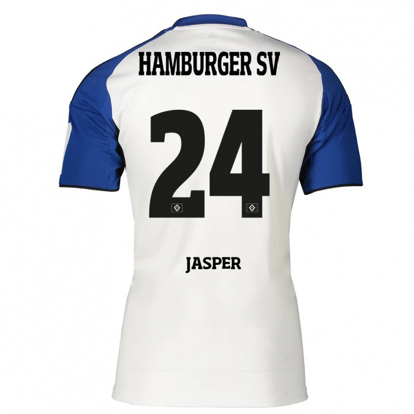 Danxen Kobiety Jan-Lukas Jasper #24 Biały Niebieski Domowa Koszulka 2025/26 Koszulki Klubowe