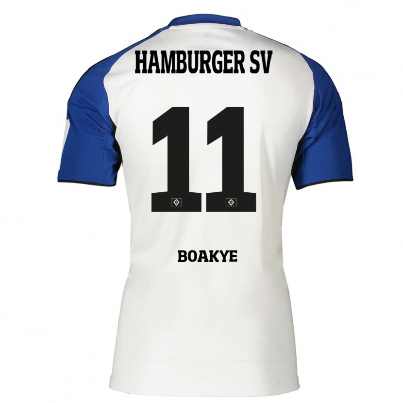 Danxen Kobiety Maurice Boakye #11 Biały Niebieski Domowa Koszulka 2025/26 Koszulki Klubowe