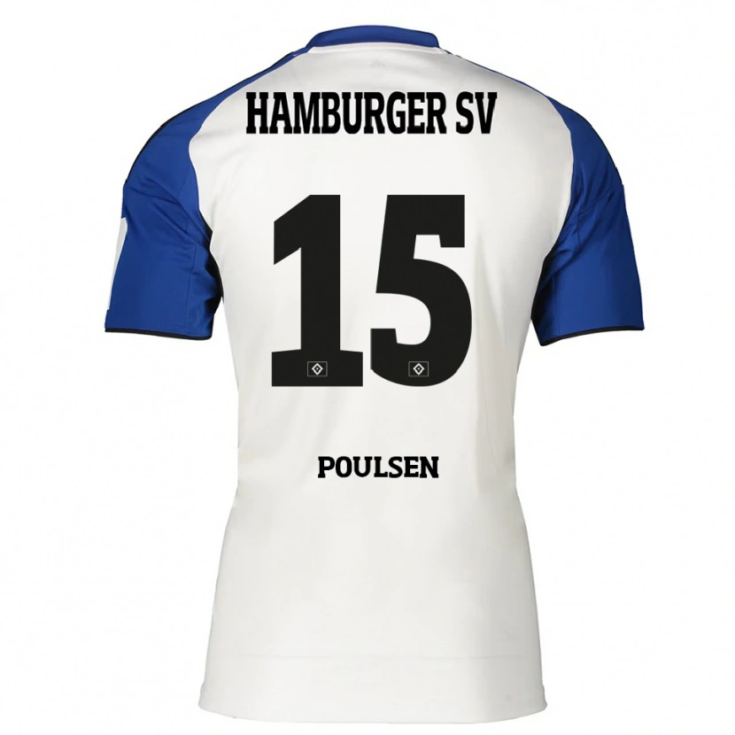 Danxen Kobiety Yussuf Poulsen #15 Biały Niebieski Domowa Koszulka 2025/26 Koszulki Klubowe