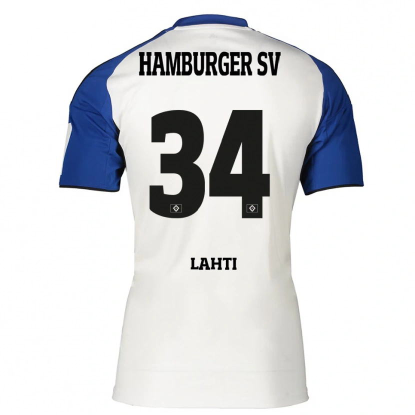 Danxen Kobiety Elias Lahti #34 Biały Niebieski Domowa Koszulka 2025/26 Koszulki Klubowe