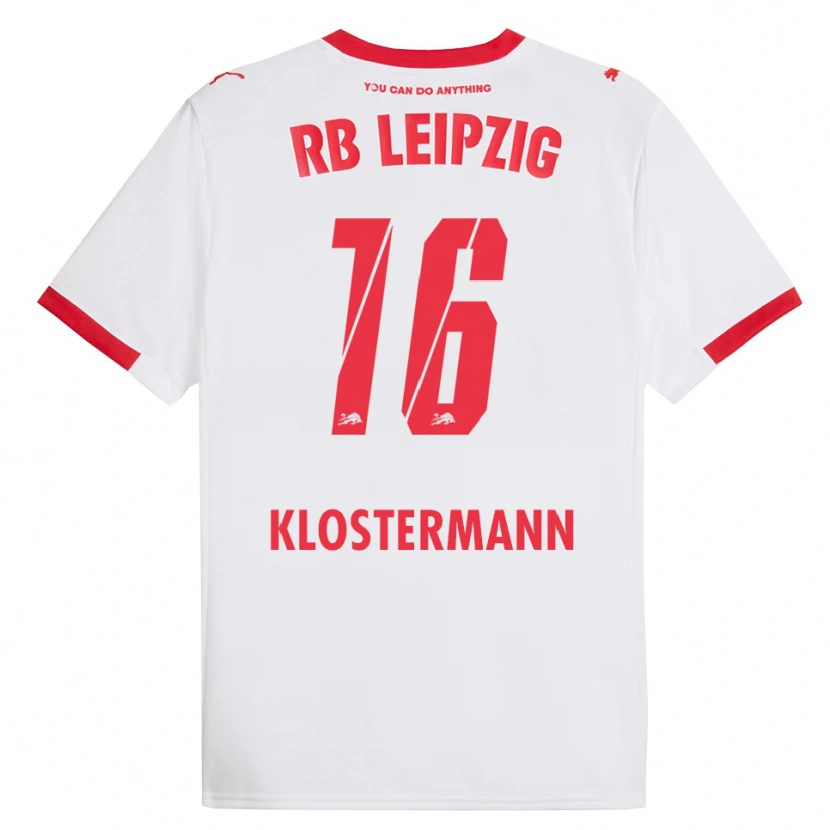 Danxen Kobiety Lukas Klostermann #16 Biały Czerwony Domowa Koszulka 2025/26 Koszulki Klubowe
