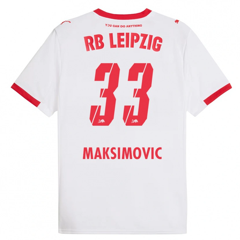 Danxen Kobiety Andrija Maksimovic #33 Biały Czerwony Domowa Koszulka 2025/26 Koszulki Klubowe