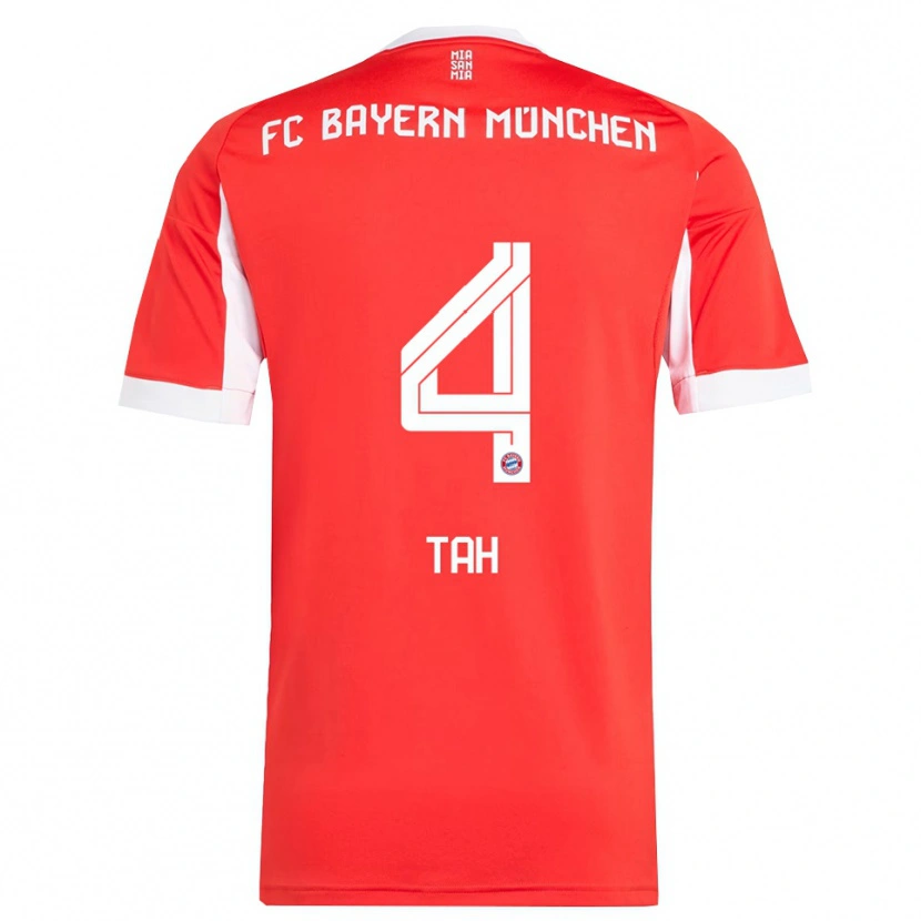 Danxen Kobiety Jonathan Tah #4 Biały Czerwony Domowa Koszulka 2025/26 Koszulki Klubowe