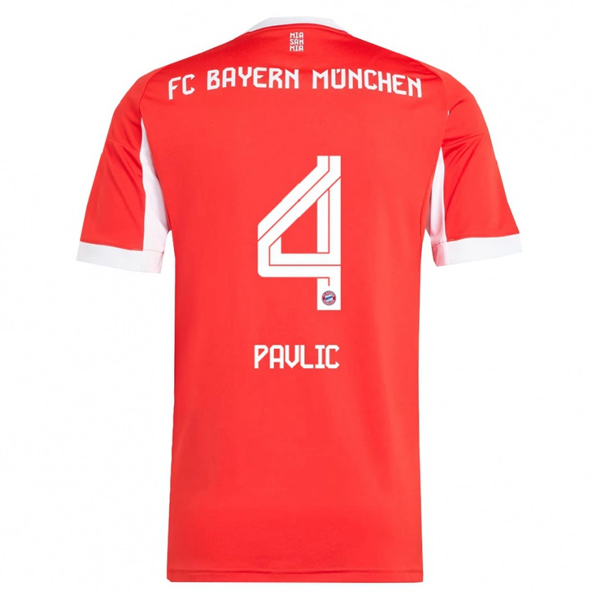 Danxen Kobiety Raphael Pavlic #4 Biały Czerwony Domowa Koszulka 2025/26 Koszulki Klubowe