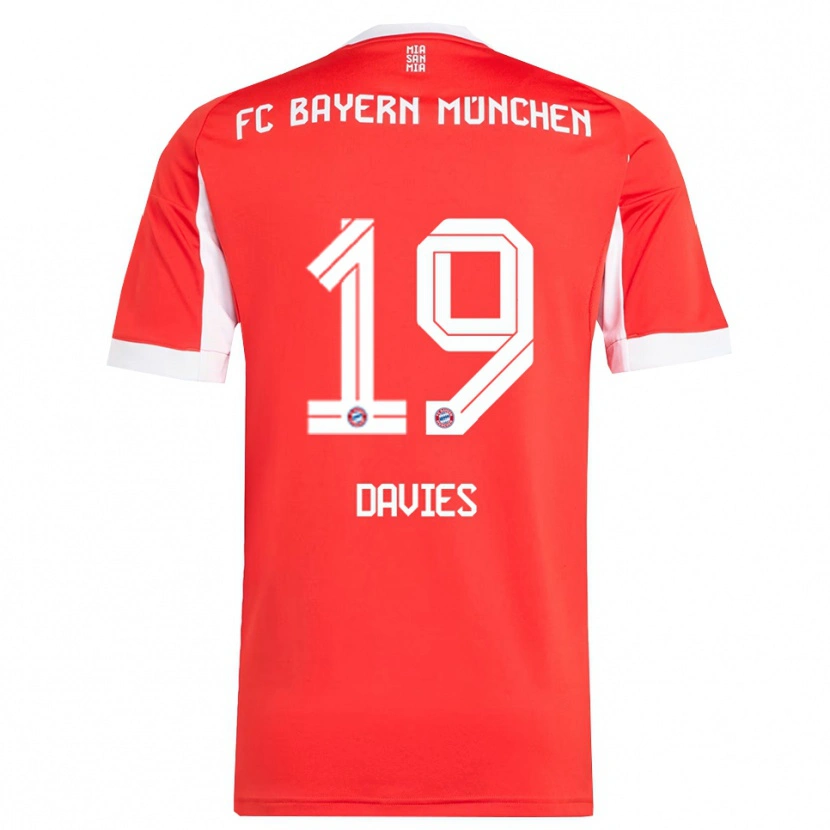Danxen Kobiety Alphonso Davies #19 Biały Czerwony Domowa Koszulka 2025/26 Koszulki Klubowe