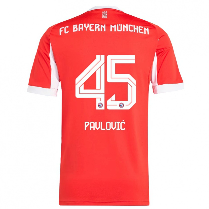 Danxen Kobiety Aleksandar Pavlovic #45 Biały Czerwony Domowa Koszulka 2025/26 Koszulki Klubowe