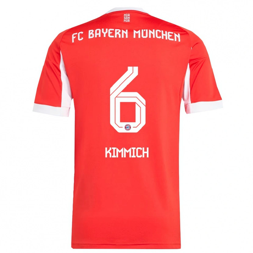 Danxen Kobiety Joshua Kimmich #6 Biały Czerwony Domowa Koszulka 2025/26 Koszulki Klubowe