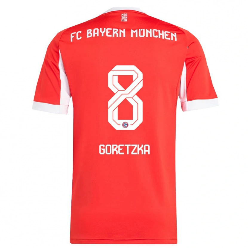 Danxen Kobiety Leon Goretzka #8 Biały Czerwony Domowa Koszulka 2025/26 Koszulki Klubowe