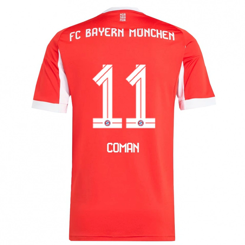 Danxen Kobiety Kingsley Coman #11 Biały Czerwony Domowa Koszulka 2025/26 Koszulki Klubowe
