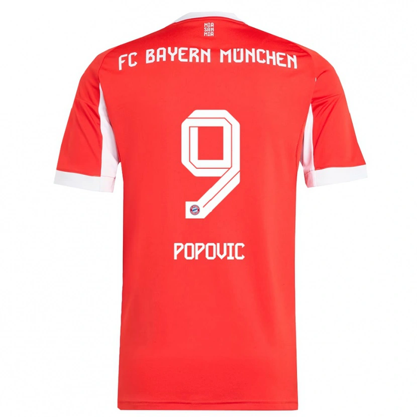 Danxen Kobiety Marko Popovic #9 Biały Czerwony Domowa Koszulka 2025/26 Koszulki Klubowe