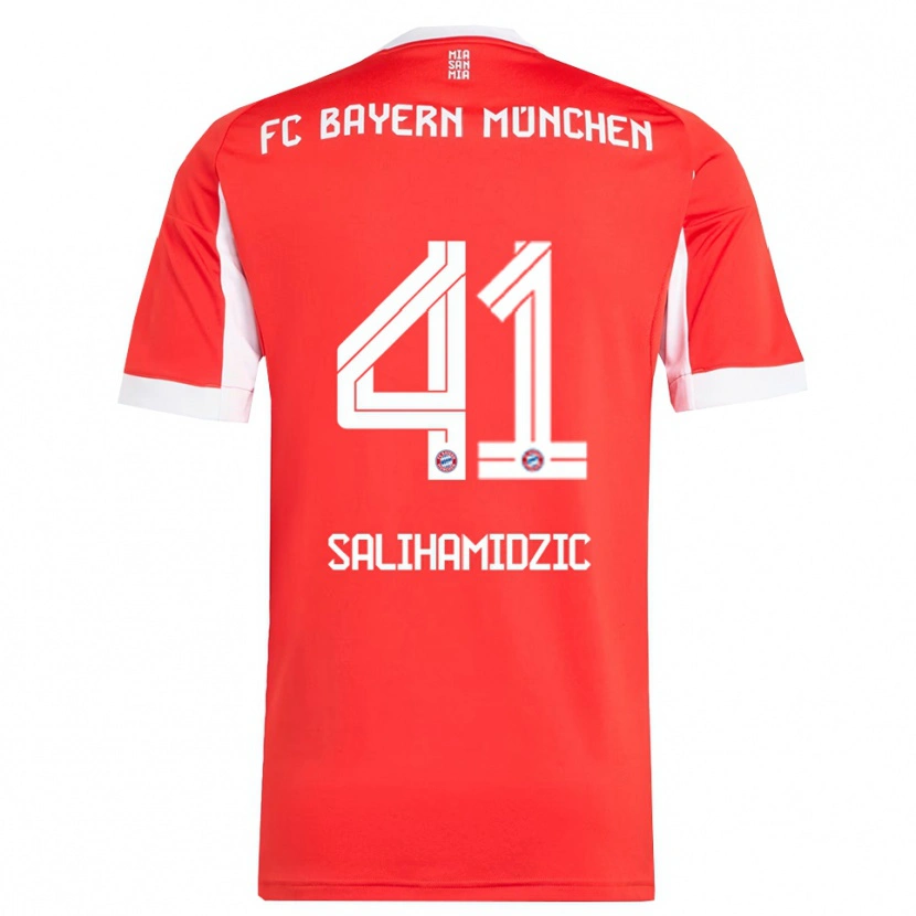 Danxen Kobiety Nick Salihamidzic #41 Biały Czerwony Domowa Koszulka 2025/26 Koszulki Klubowe