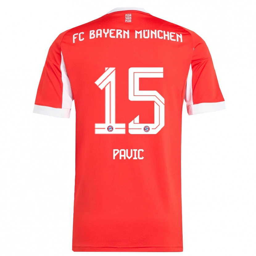 Danxen Kobiety Filip Pavic #15 Biały Czerwony Domowa Koszulka 2025/26 Koszulki Klubowe