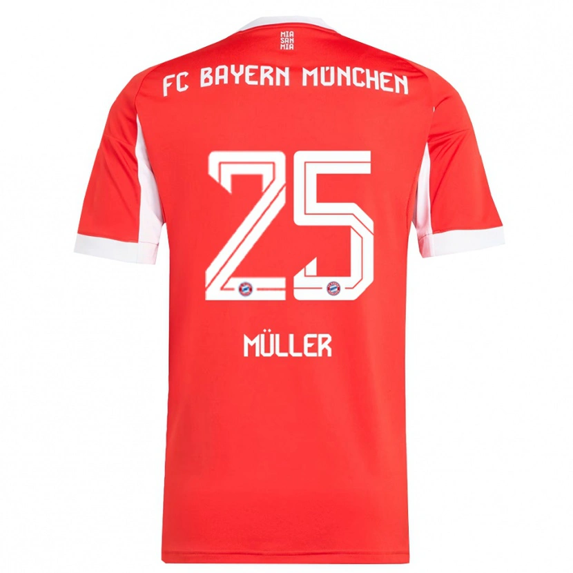 Danxen Kobiety Thomas Müller #25 Biały Czerwony Domowa Koszulka 2025/26 Koszulki Klubowe