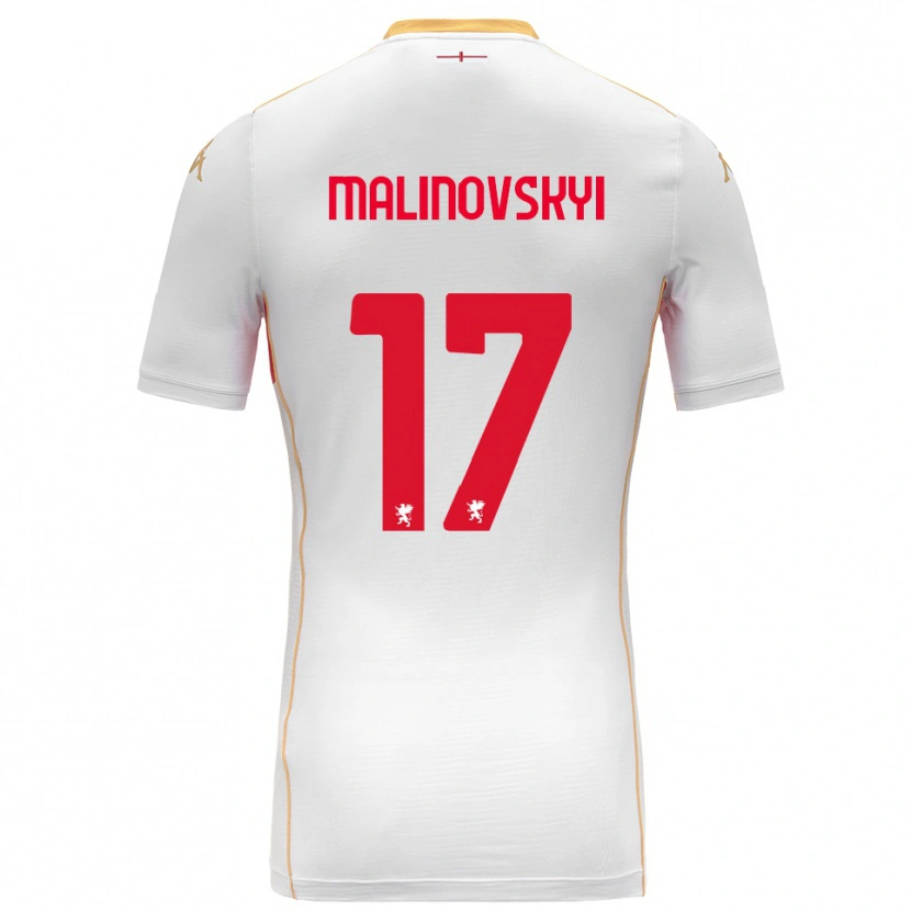Danxen Kobiety Ruslan Malinovskyi #17 Biały Czerwony Wyjazdowa Koszulka 2025/26 Koszulki Klubowe