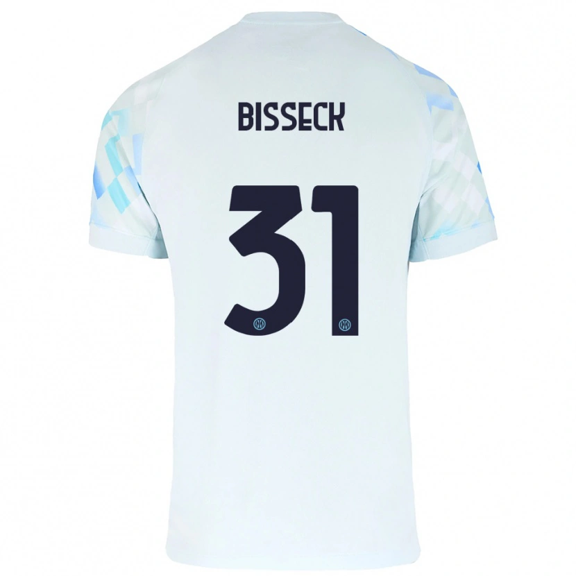 Danxen Kobiety Yann Bisseck #31 Biały Niebieski Wyjazdowa Koszulka 2025/26 Koszulki Klubowe