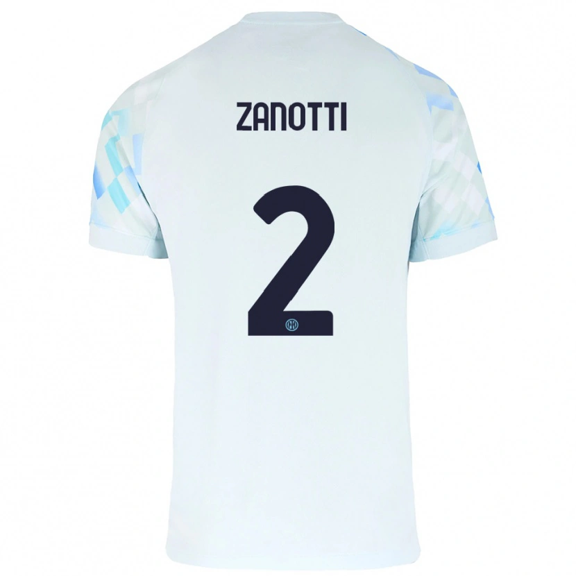 Danxen Kobiety Mattia Zanotti #2 Biały Niebieski Wyjazdowa Koszulka 2025/26 Koszulki Klubowe