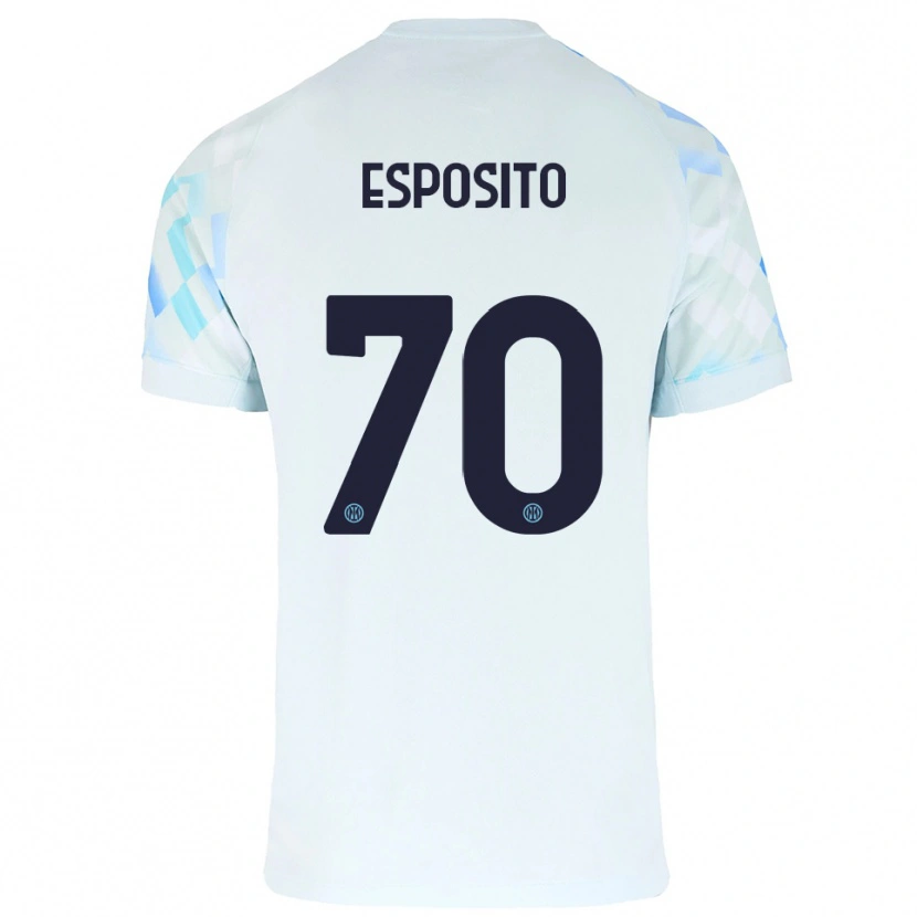 Danxen Kobiety Sebastiano Esposito #70 Biały Niebieski Wyjazdowa Koszulka 2025/26 Koszulki Klubowe