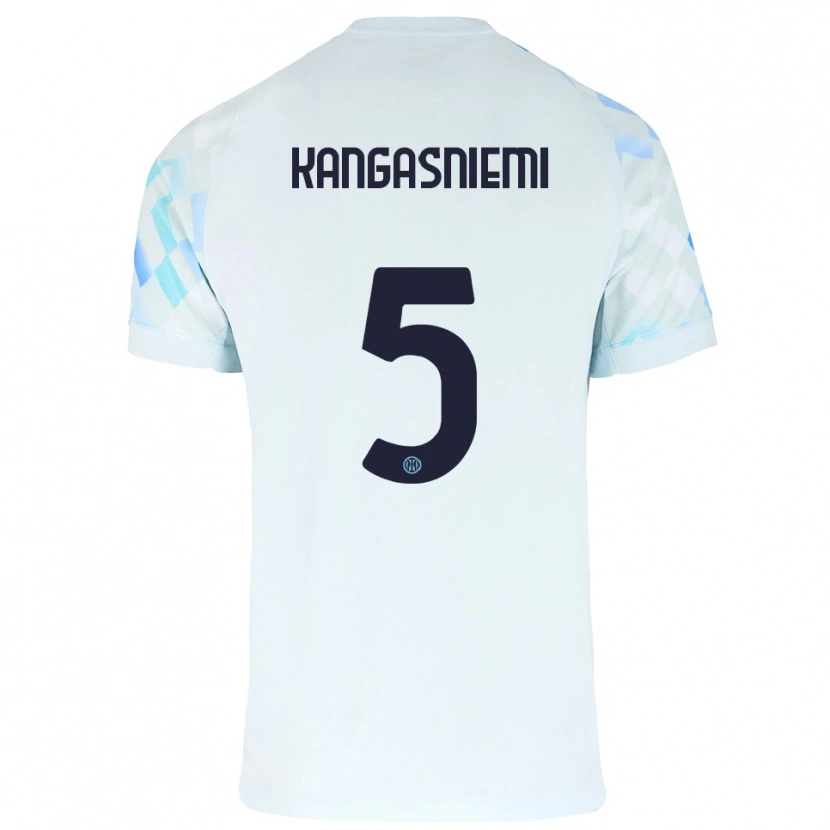 Danxen Kobiety Ilari Kangasniemi #5 Biały Niebieski Wyjazdowa Koszulka 2025/26 Koszulki Klubowe