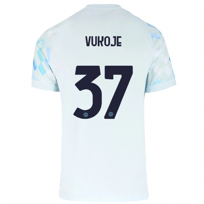 Danxen Kobiety Andrija Vukoje #37 Biały Niebieski Wyjazdowa Koszulka 2025/26 Koszulki Klubowe