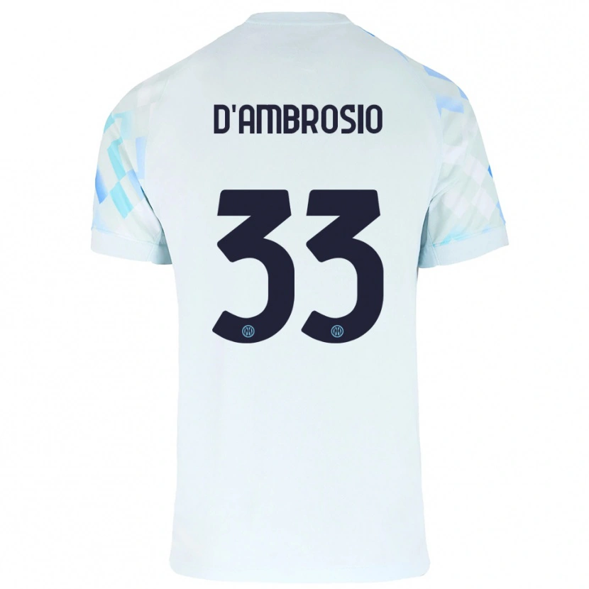 Danxen Kobiety Danilo D'ambrosio #33 Biały Niebieski Wyjazdowa Koszulka 2025/26 Koszulki Klubowe