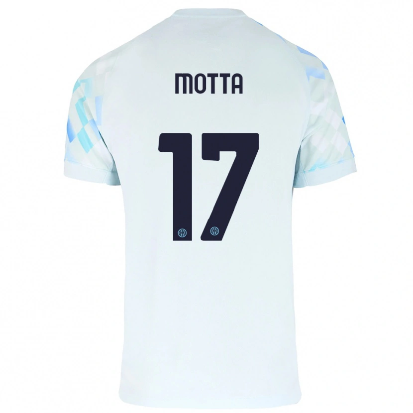 Danxen Kobiety Matteo Motta #17 Biały Niebieski Wyjazdowa Koszulka 2025/26 Koszulki Klubowe