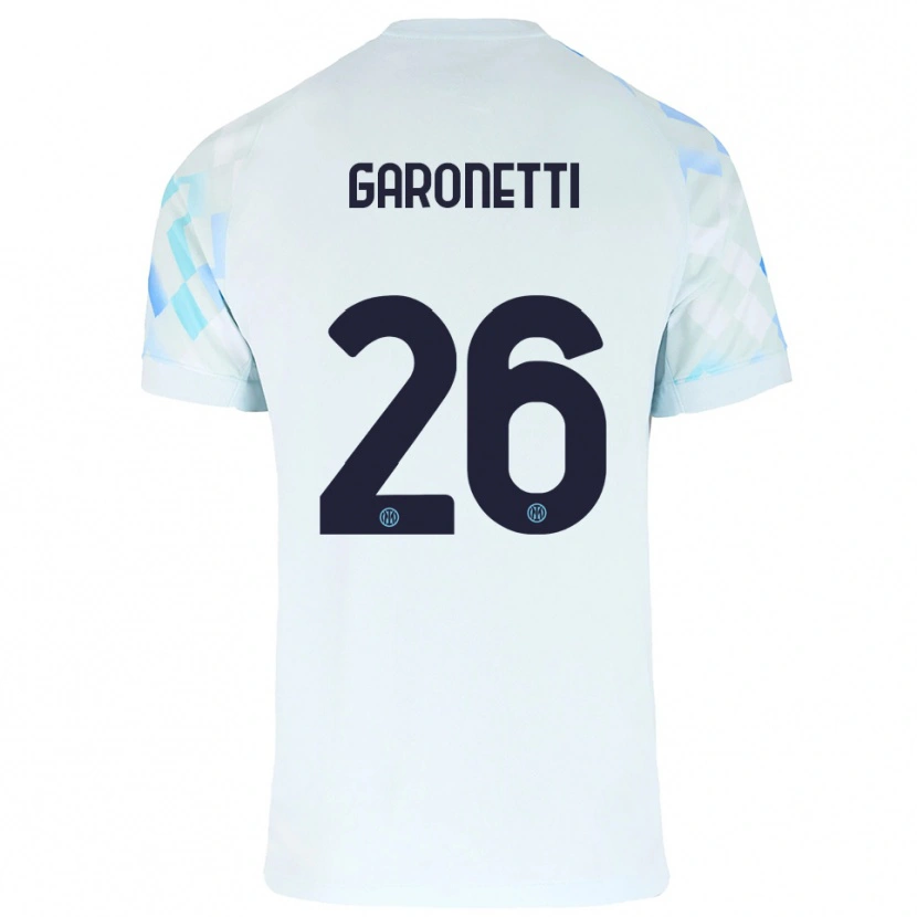 Danxen Kobiety Gabriele Garonetti #26 Biały Niebieski Wyjazdowa Koszulka 2025/26 Koszulki Klubowe