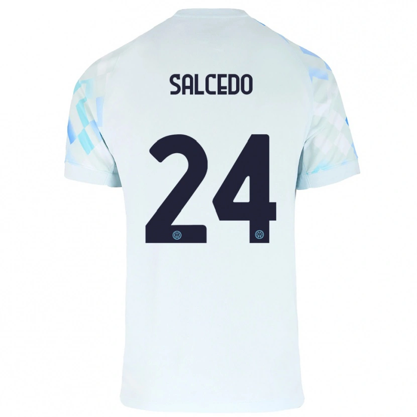 Danxen Kobiety Eddie Salcedo #24 Biały Niebieski Wyjazdowa Koszulka 2025/26 Koszulki Klubowe