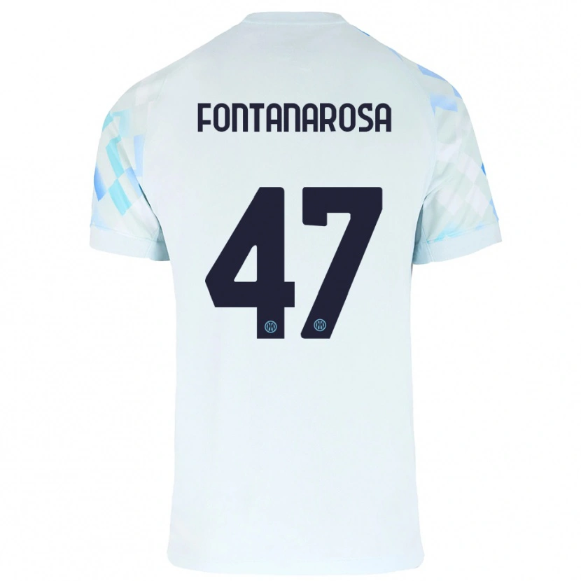 Danxen Kobiety Alessandro Fontanarosa #47 Biały Niebieski Wyjazdowa Koszulka 2025/26 Koszulki Klubowe