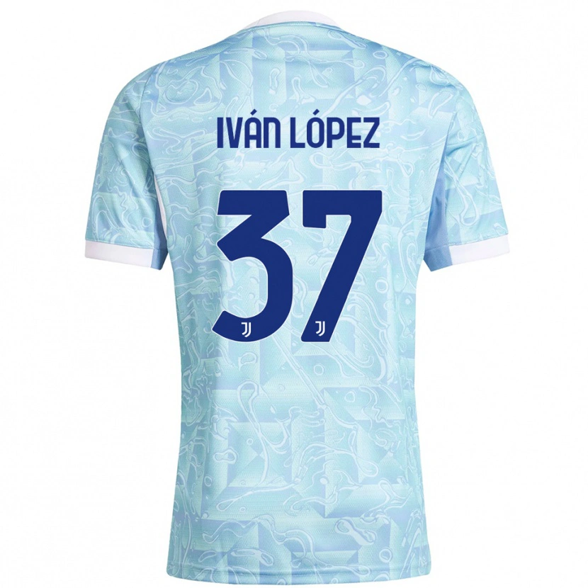 Danxen Kobiety Iván López #37 Błękitny Żółty Wyjazdowa Koszulka 2025/26 Koszulki Klubowe
