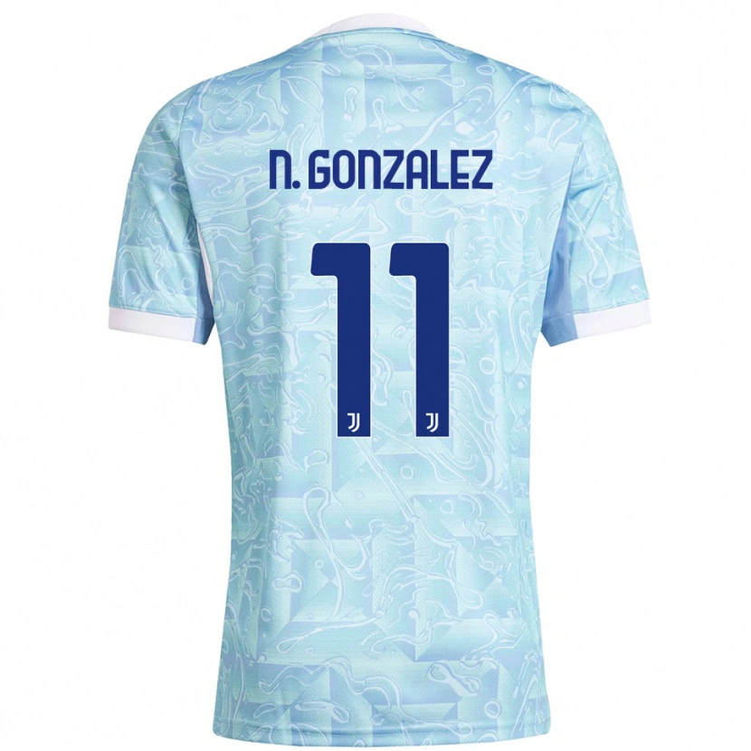 Danxen Kobiety Nico González #11 Błękitny Żółty Wyjazdowa Koszulka 2025/26 Koszulki Klubowe