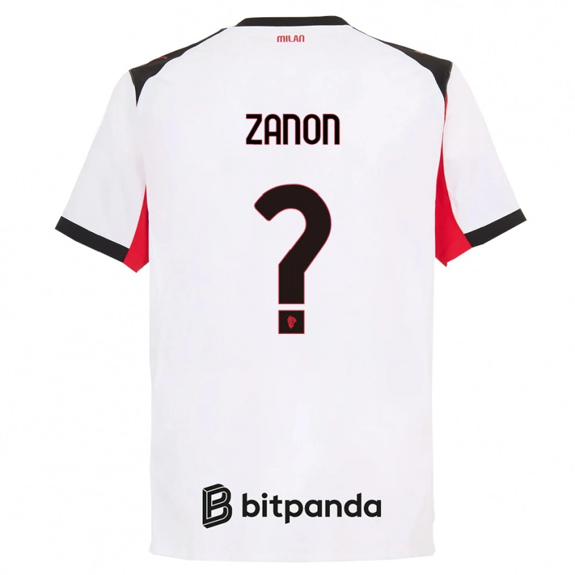 Danxen Kobiety Thomas Zanon #0 Biały Czarny Wyjazdowa Koszulka 2025/26 Koszulki Klubowe