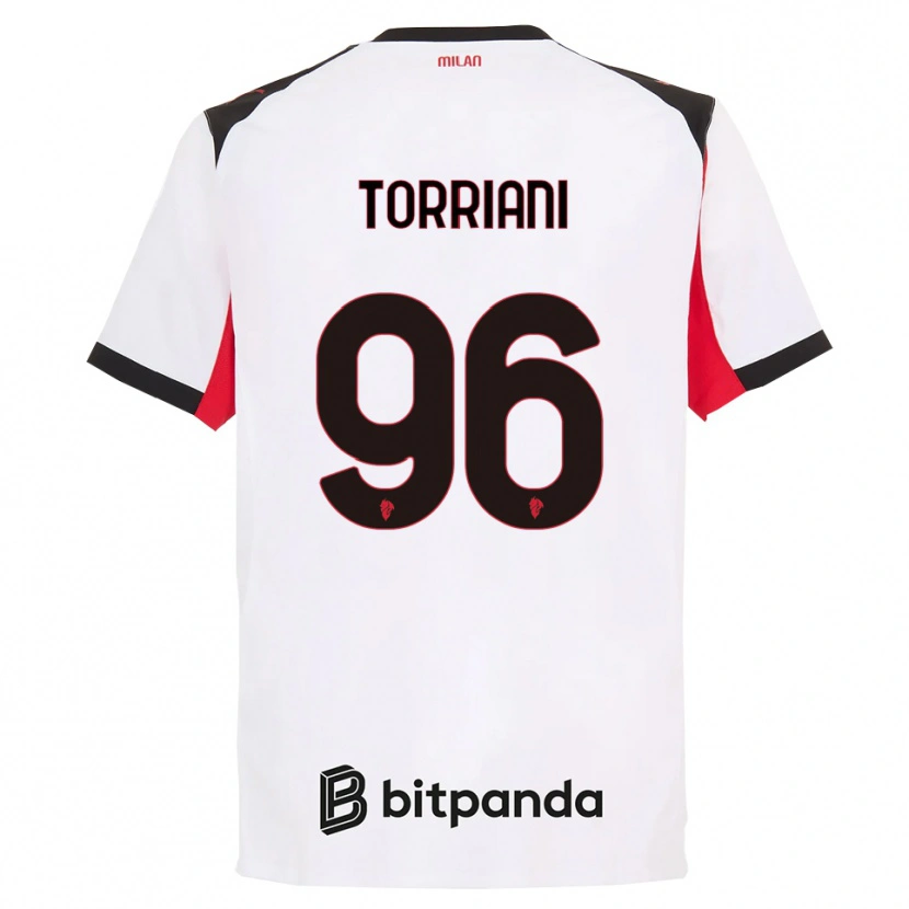 Danxen Kobiety Lorenzo Torriani #96 Biały Czarny Wyjazdowa Koszulka 2025/26 Koszulki Klubowe