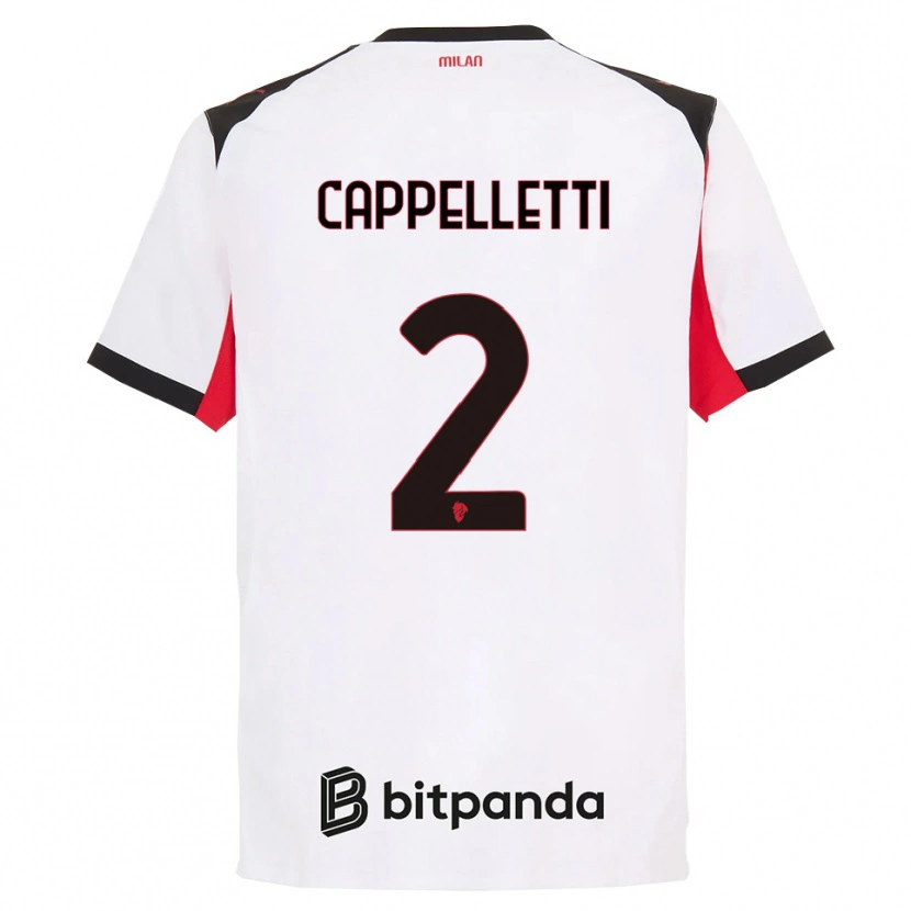 Danxen Kobiety Mattia Cappelletti #2 Biały Czarny Wyjazdowa Koszulka 2025/26 Koszulki Klubowe
