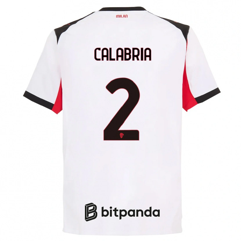 Danxen Kobiety Davide Calabria #2 Biały Czarny Wyjazdowa Koszulka 2025/26 Koszulki Klubowe