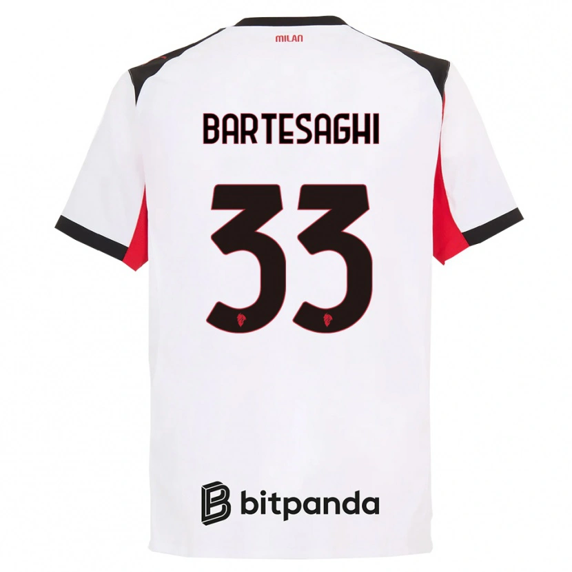 Danxen Kobiety Davide Bartesaghi #33 Biały Czarny Wyjazdowa Koszulka 2025/26 Koszulki Klubowe